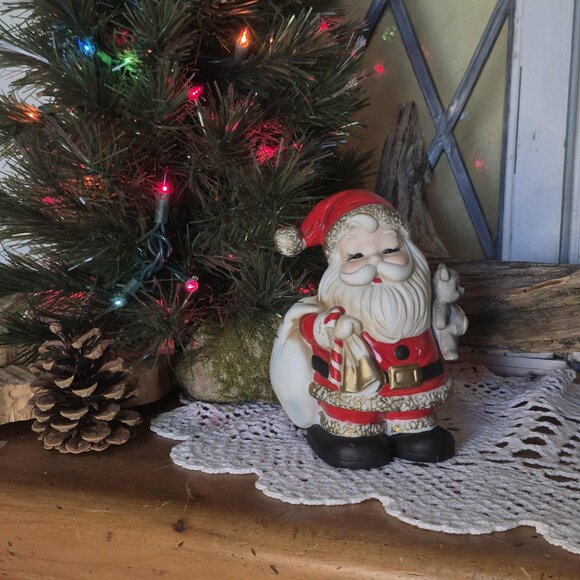 🎄Vintage Porcelain Santa Claus Piggy Bank - 70s Trinket Figurine - Picture 4 of 13